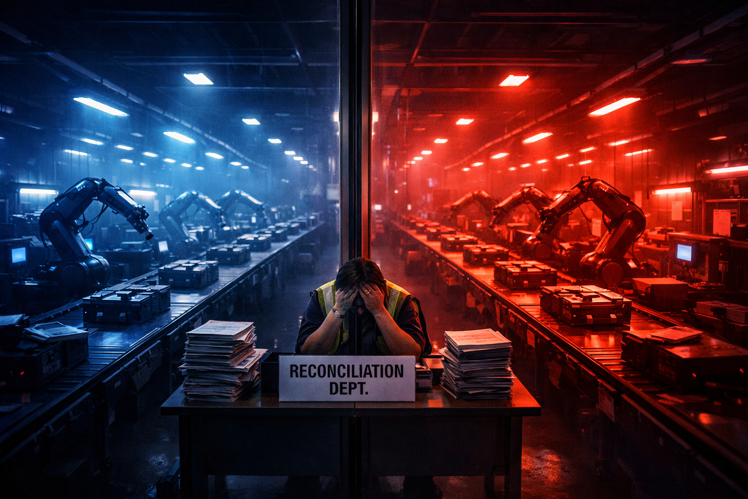 Two identical factories building the same thing